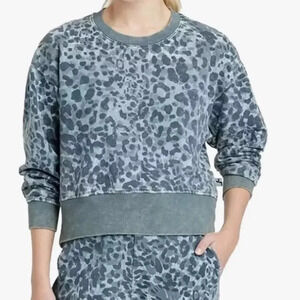 NWT Women’s XL Joy Lab Distressed Crew Neck Sweater Leopard Print Acid Wash